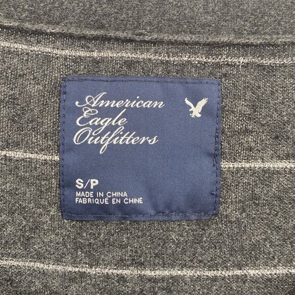 American Eagle Sweater Womens Small Cropped Gray Metallic Striped Cardigan Knit - Picture 2 of 7